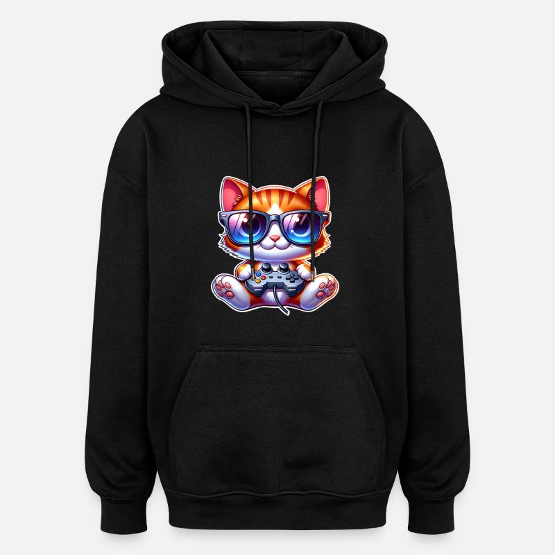 Chat de jeu - Sweat à capuche oversize unisexe - noir
