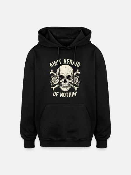 Skull with roses and slogans - Oversized Unisex Hoodie - black