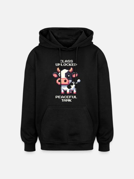 Class: Peaceful Tank | Cow Humor - Oversized Unisex Hoodie - black