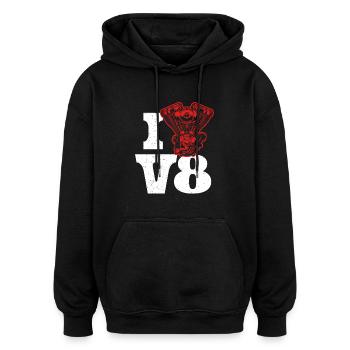 J’aime le réglage des voitures à moteur V8 - Sweat à capuche oversize unisexe - noir - Devant - Noah (186cm)