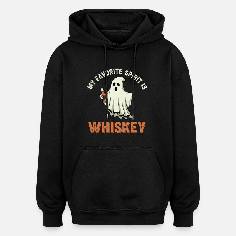 Ghost with Whiskey Bottle - Oversized Unisex Hoodie - black