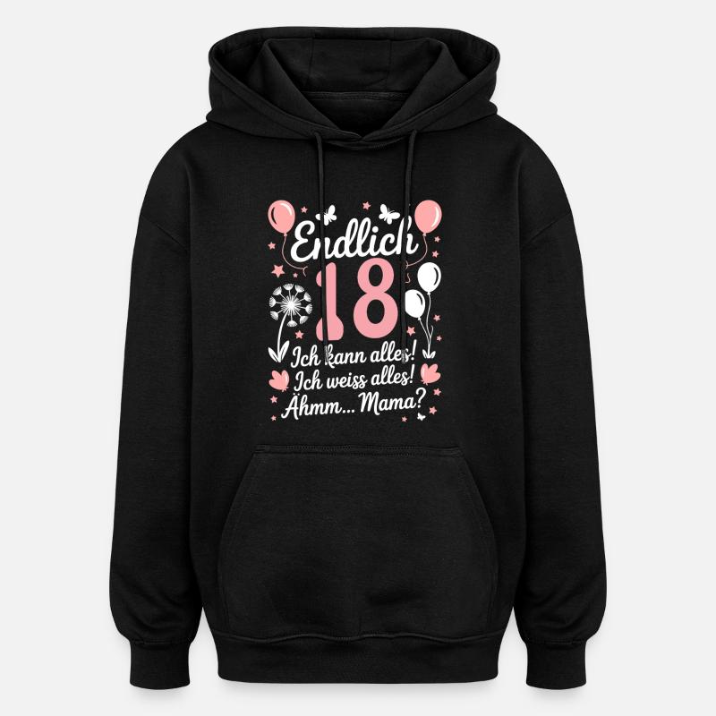 18 år gammel 18-årsdag - Oversized unisex-hettegenser - svart