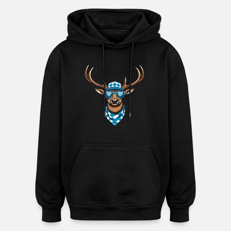 Alpen Hirsch Servus Hirschgeantler Tracht Oktober - Sweat à capuche oversize unisexe - noir