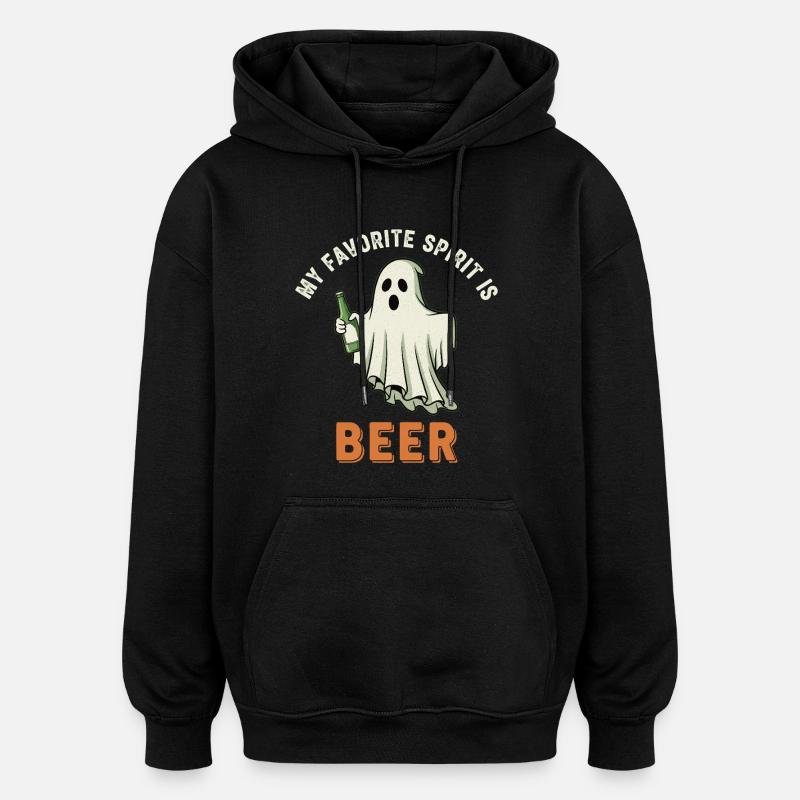Humorous ghost drink print - Oversized Unisex Hoodie - black