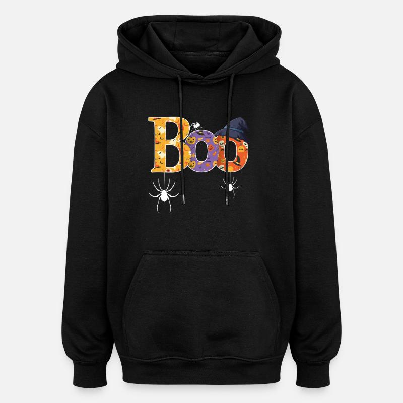 Boo Pattern Halloween - Oversized Unisex Hoodie - black