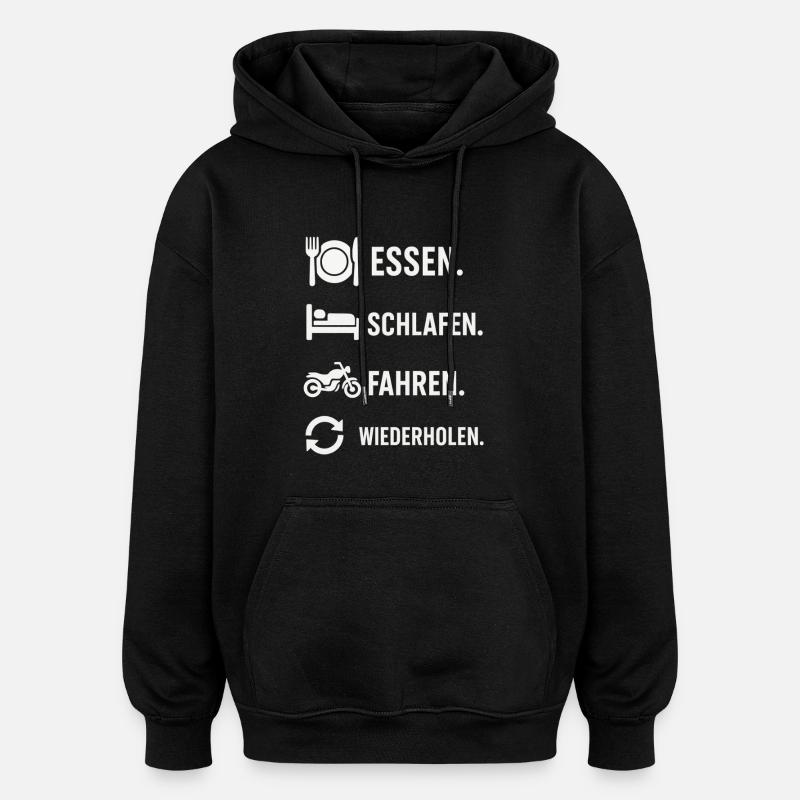 Everyday rhythm, eating, sleeping, driving - Oversized Unisex Hoodie - black