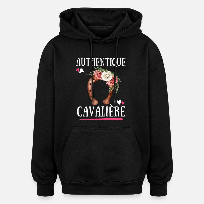 Authentique Cavaliere - Sweat à capuche oversize unisexe - noir