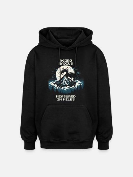 Aggro Radius | Retro Dragon Pixel Art - Oversized Unisex Hoodie - black