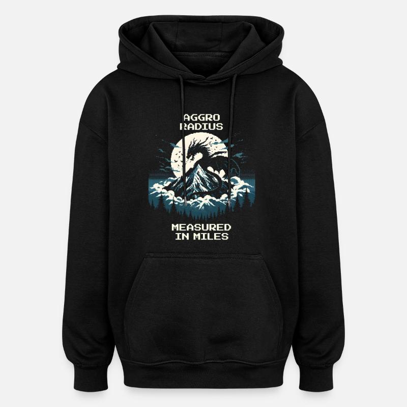 Aggro-Radius | Retro Drache Pixel Art - Oversized Unisex Hoodie - Schwarz