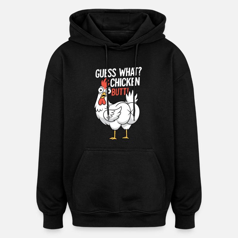 Cul de poulet disant dessin animé - Sweat à capuche oversize unisexe - noir