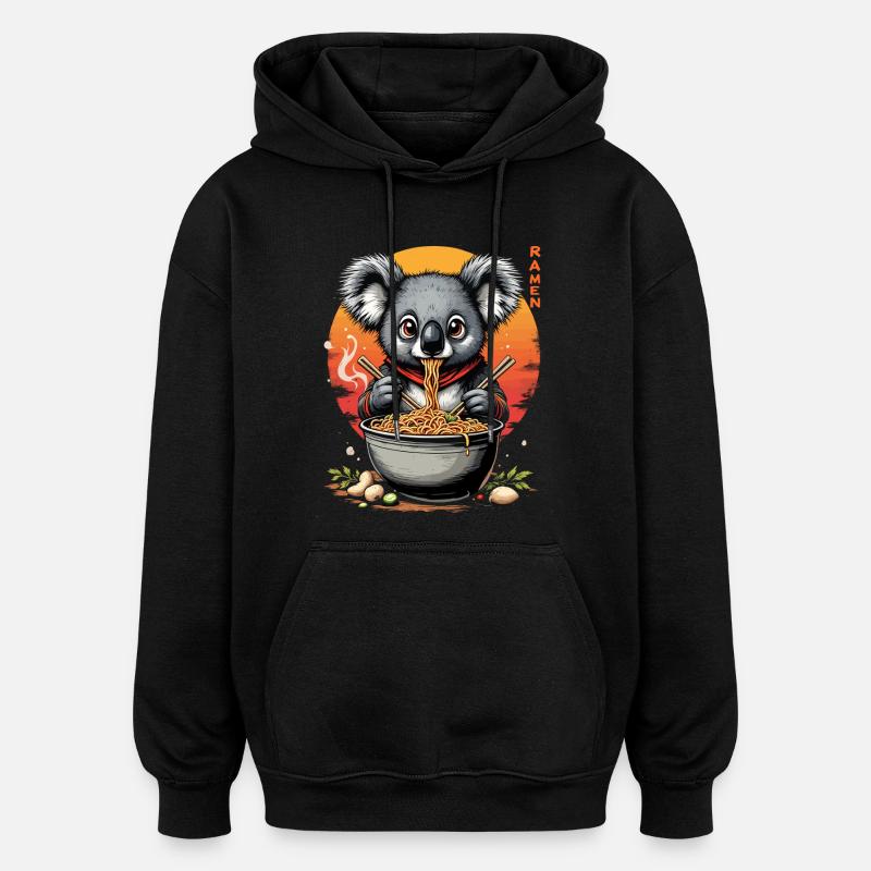 Koala Ramen Master - Sweat à capuche oversize unisexe - noir