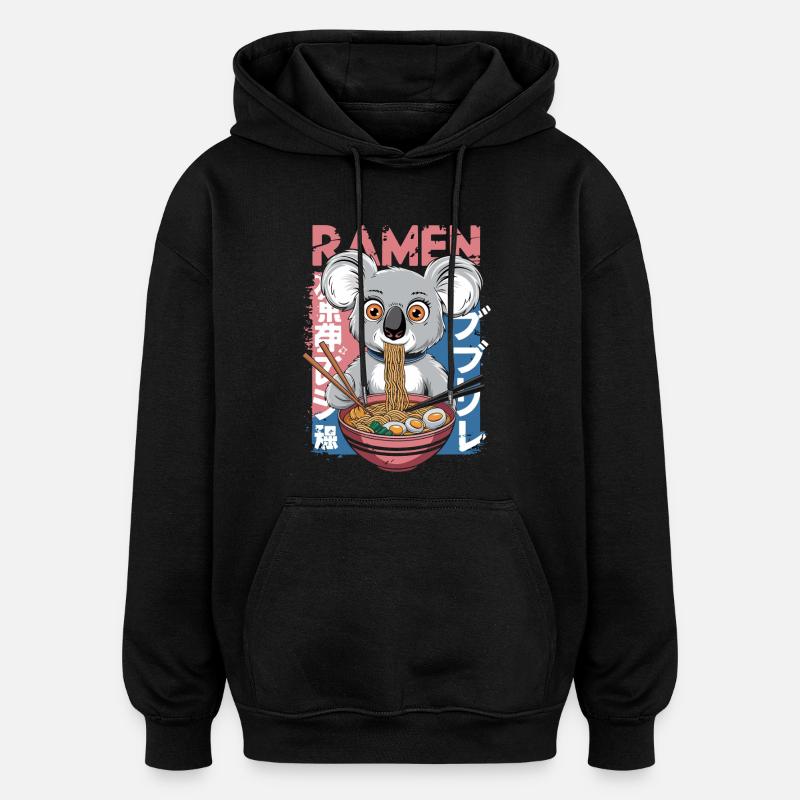 Mâcher des ramen Koala - Sweat à capuche oversize unisexe - noir