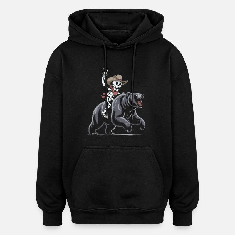 Rodéo de squelette sur ours - Sweat à capuche oversize unisexe - noir