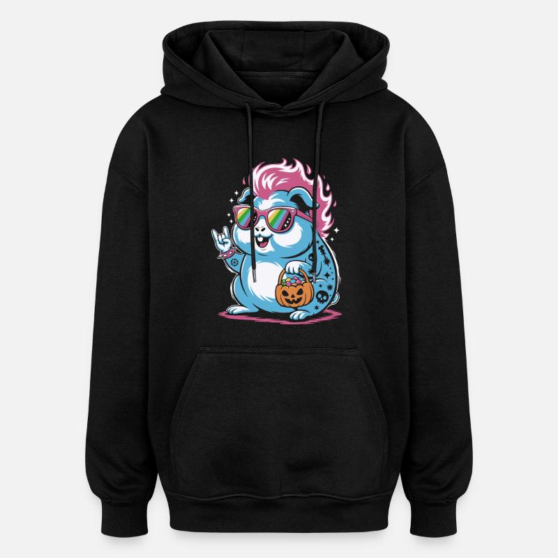 Punk Hamster Cochon d’Inde Halloween - Sweat à capuche oversize unisexe - noir