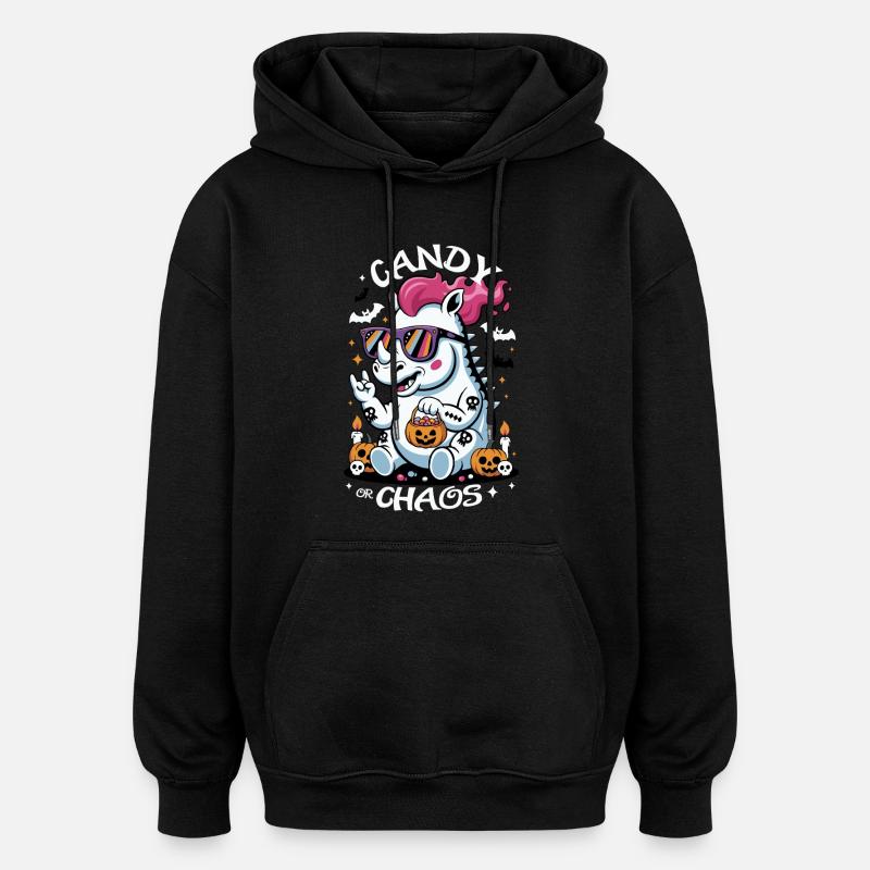 Rhinocéros Halloween Chaos - Sweat à capuche oversize unisexe - noir