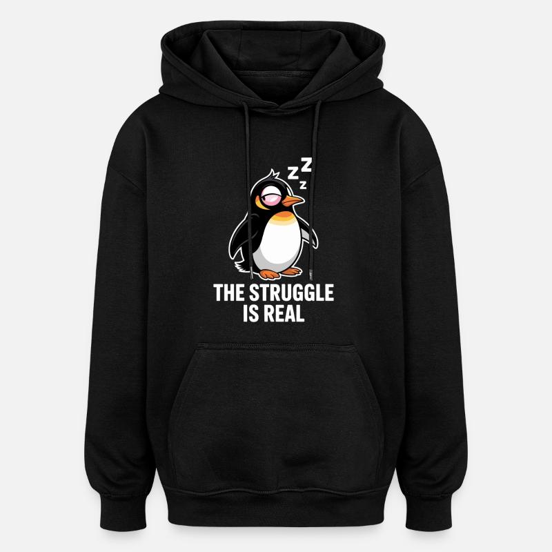 Pingouin Drôle de dicton - Sweat à capuche oversize unisexe - noir
