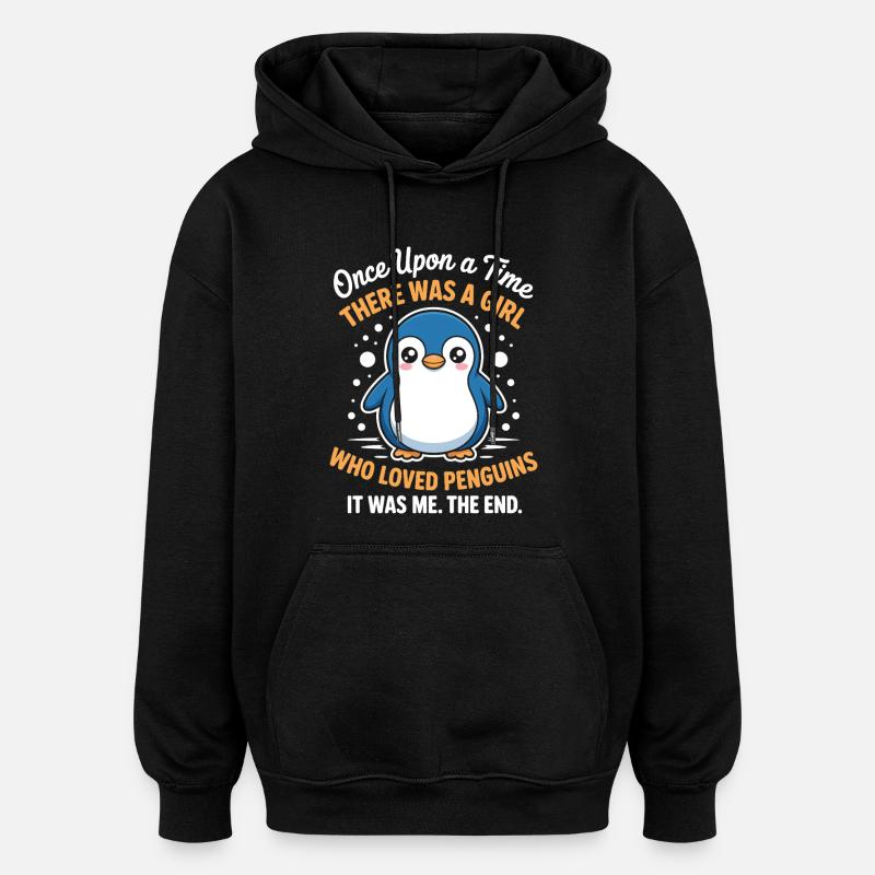 Pinguin süßer Spruch - Oversized Unisex Hoodie - Schwarz