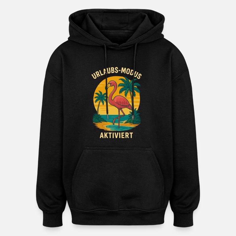 Flamingo Beach Vacances activées - Sweat à capuche oversize unisexe - noir