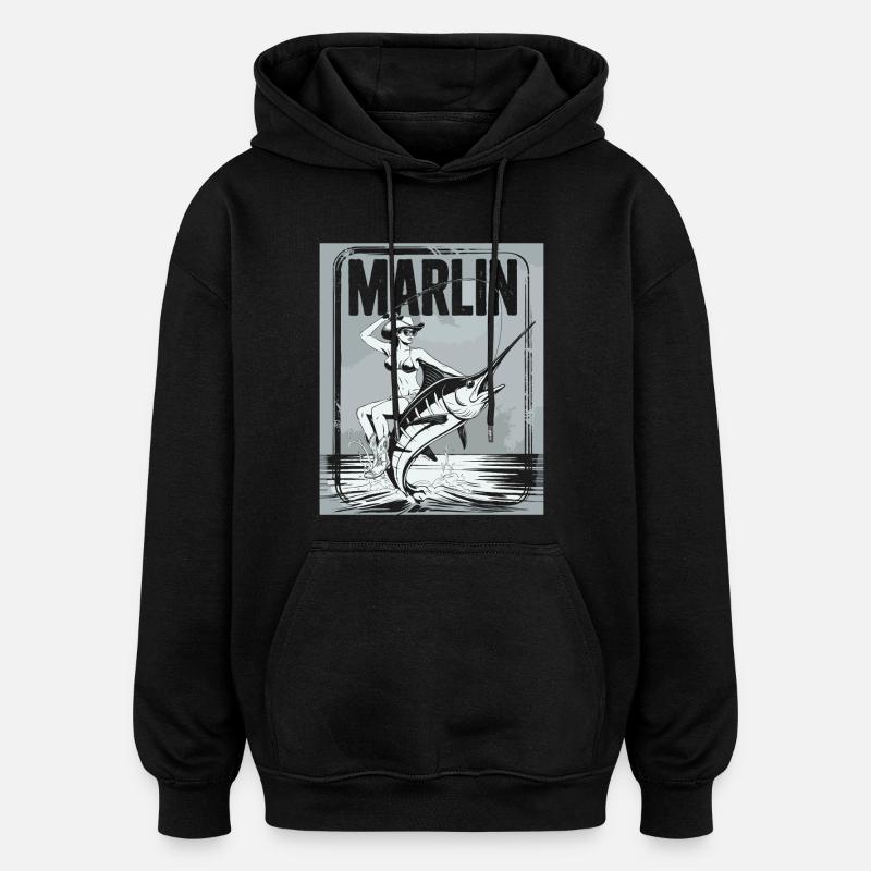 Marlin Pêcheuse Rétro - Sweat à capuche oversize unisexe - noir