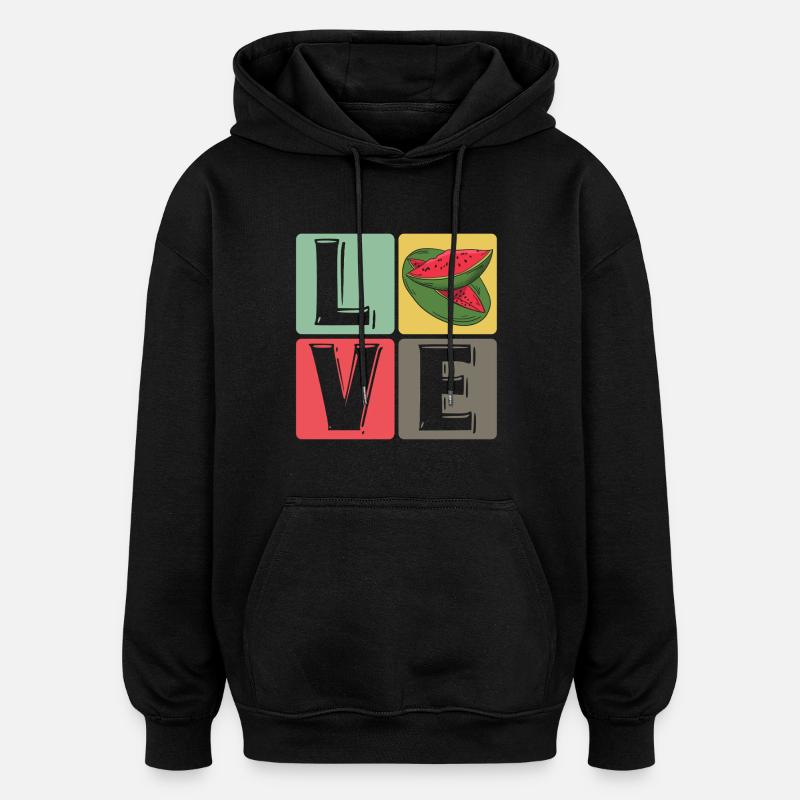 Blocs de pastèque Love Pop Art - Sweat à capuche oversize unisexe - noir