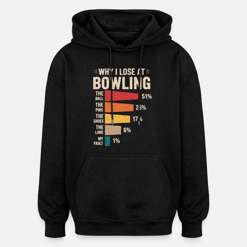 Bowling - Sweat à capuche oversize unisexe - noir
