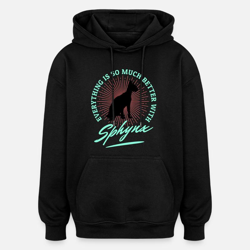 Dictons drôles du chat Sphynx - Sweat à capuche oversize unisexe - noir