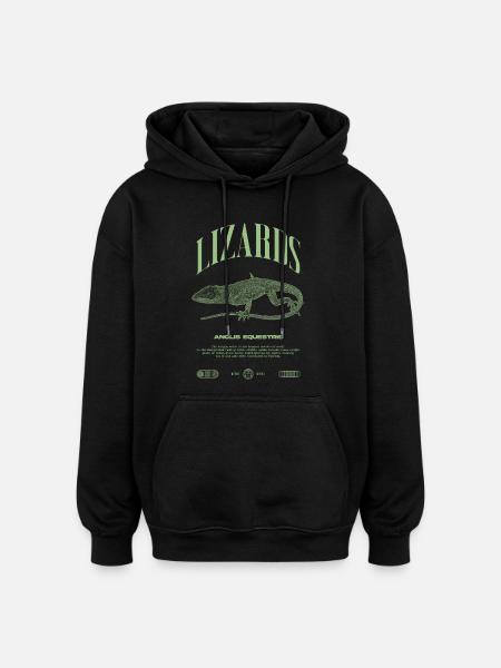 Cuban Knight Anole Reptile Keeper Lizard - Oversized Unisex Hoodie - black