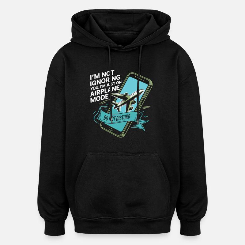 Flugmodus Humor Illustration - Oversized Unisex Hoodie - Schwarz
