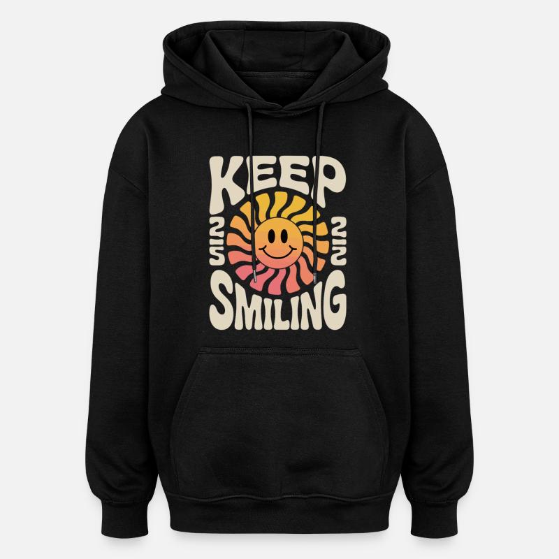 Keep Smiling Sun Smile - Oversized Unisex Hoodie - black