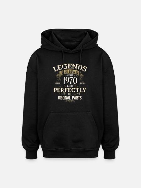 55th Birthday Legend October 1970 - Oversized Unisex Hoodie - black