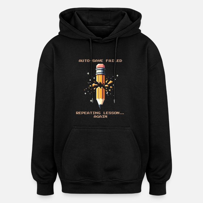 Autosave failed | Repeat lesson - Oversized Unisex Hoodie - black