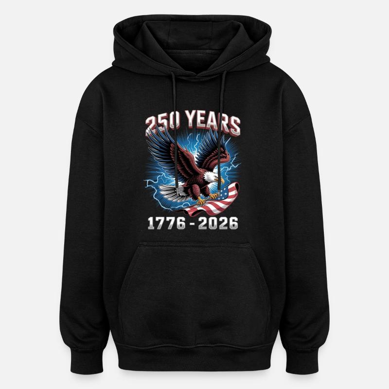 Aigle avec drapeau – 250 ans - Sweat à capuche oversize unisexe - noir