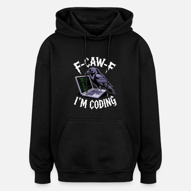 F-Caw-F Je code - Sweat à capuche oversize unisexe - noir