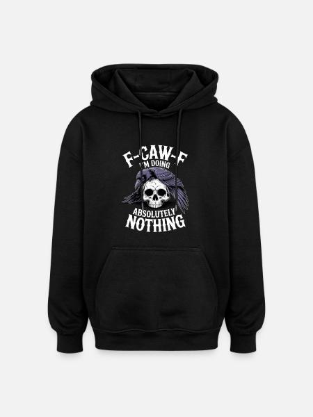 F-GAW-F Absolutely Nothing Skull Raven - Oversized Unisex Hoodie - black