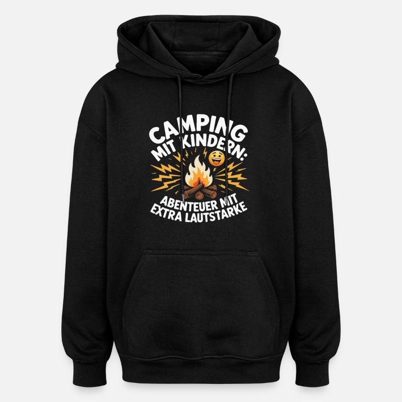 Camping avec des enfants Adventure Loud - Sweat à capuche oversize unisexe - noir