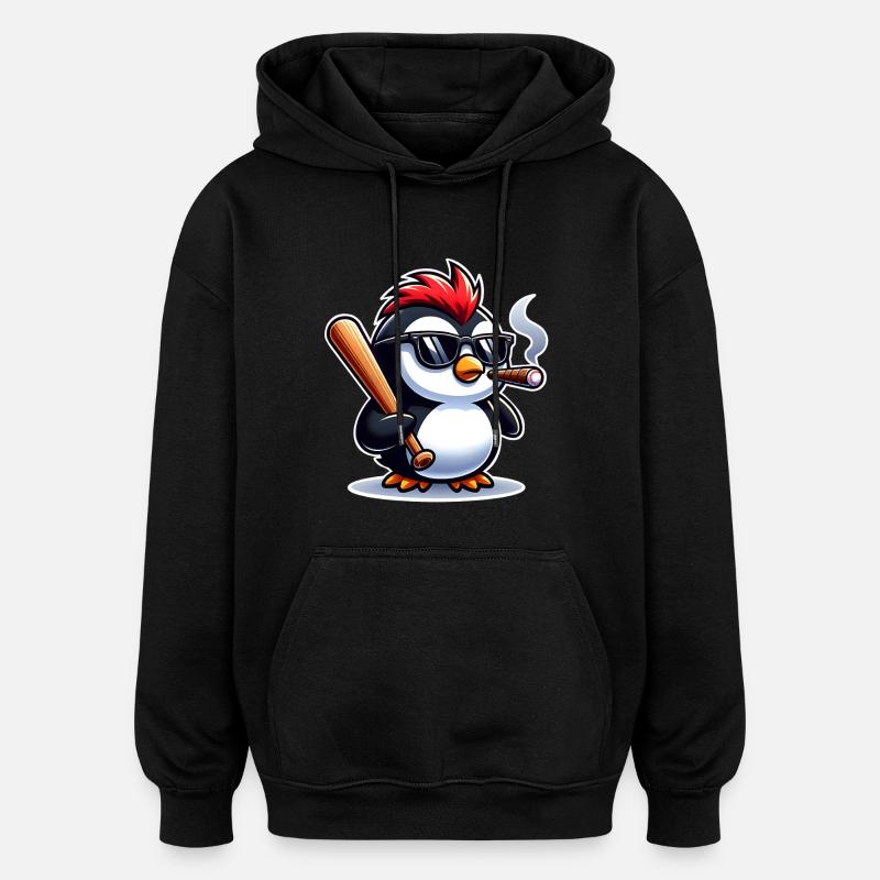 Pinguin  - Oversized Unisex Hoodie - Schwarz