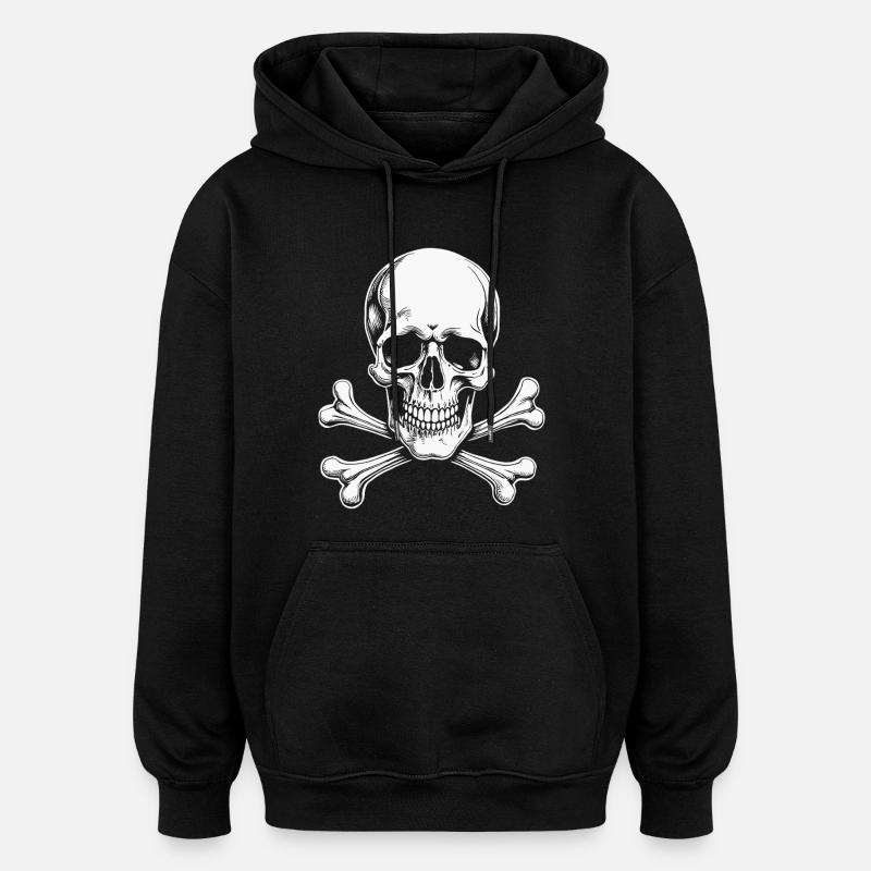 Crâne Jolly Roger classique - Sweat à capuche oversize unisexe - noir