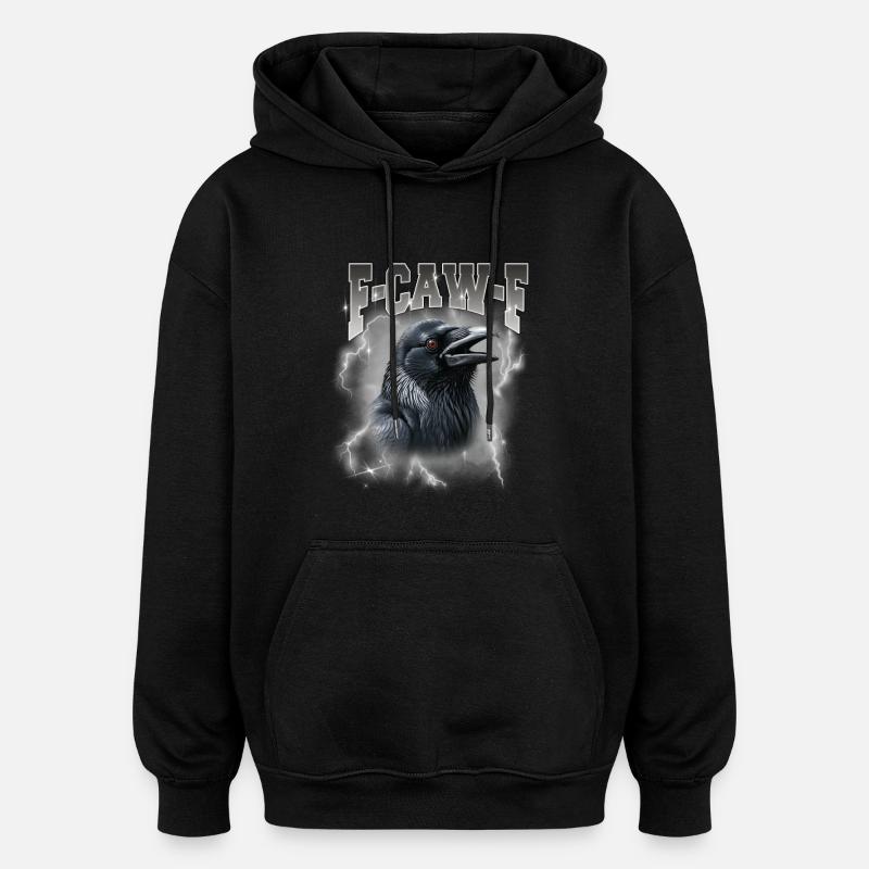 F-Caw-E Raven Storm Graphic - Oversized Unisex Hoodie - black