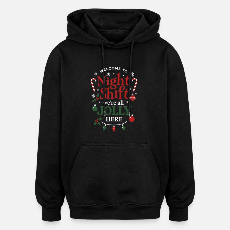 Équipe de nuit Jolly Christmas - Sweat à capuche oversize unisexe - noir