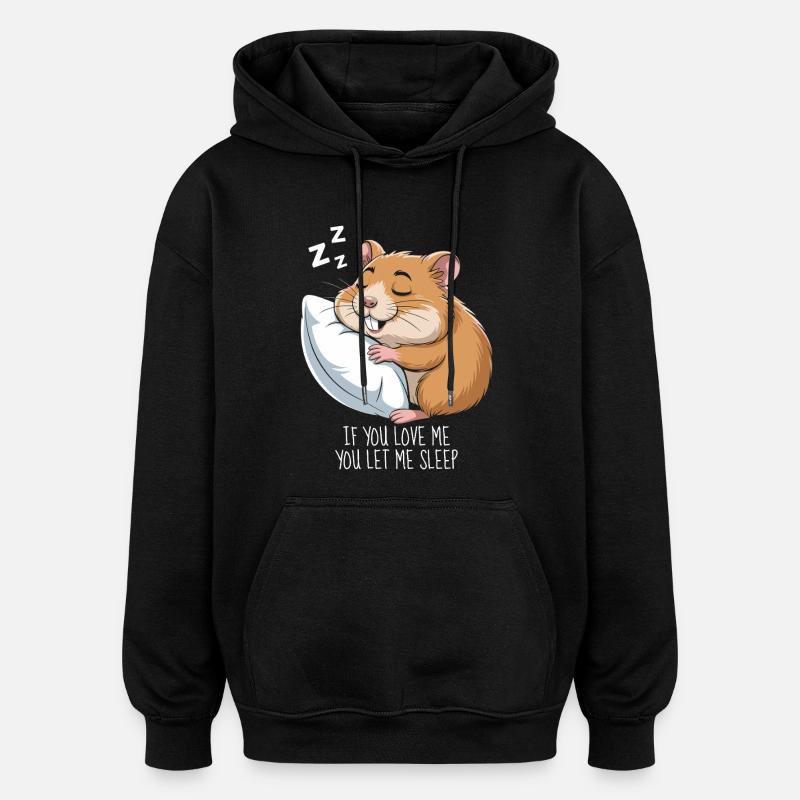 Hamster Sleeping - Oversized Unisex Hoodie - black