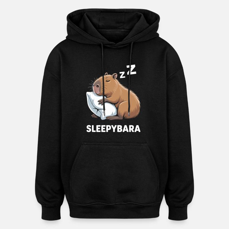 Sleepybara Capybara Dormir - Sweat à capuche oversize unisexe - noir