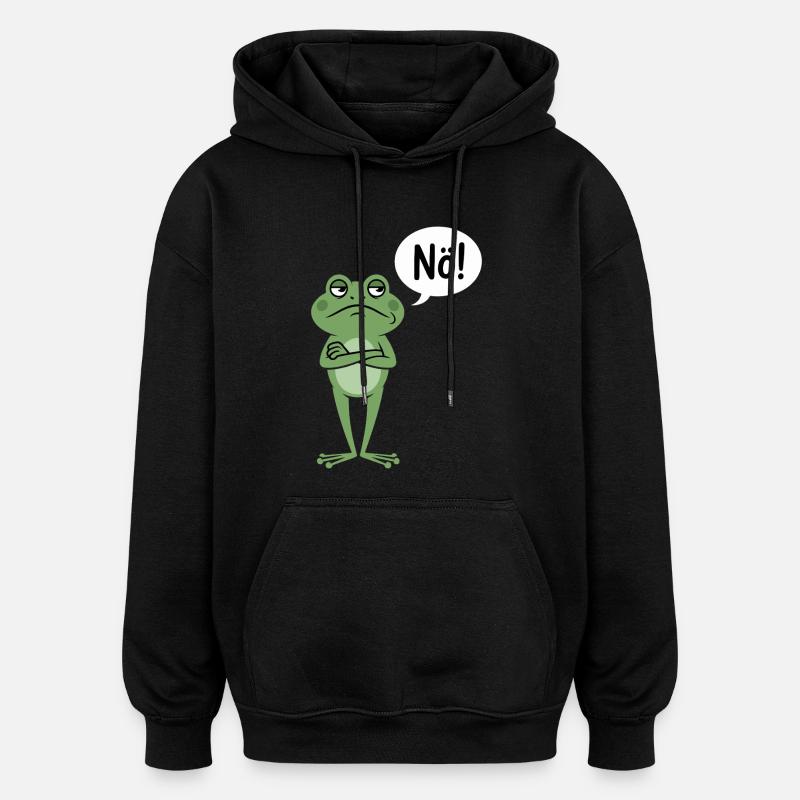 Grenouille sceptique qui dit non - Sweat à capuche oversize unisexe - noir