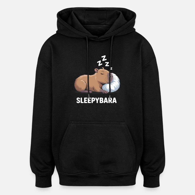 Sleepybara Capybara Dormir - Sweat à capuche oversize unisexe - noir