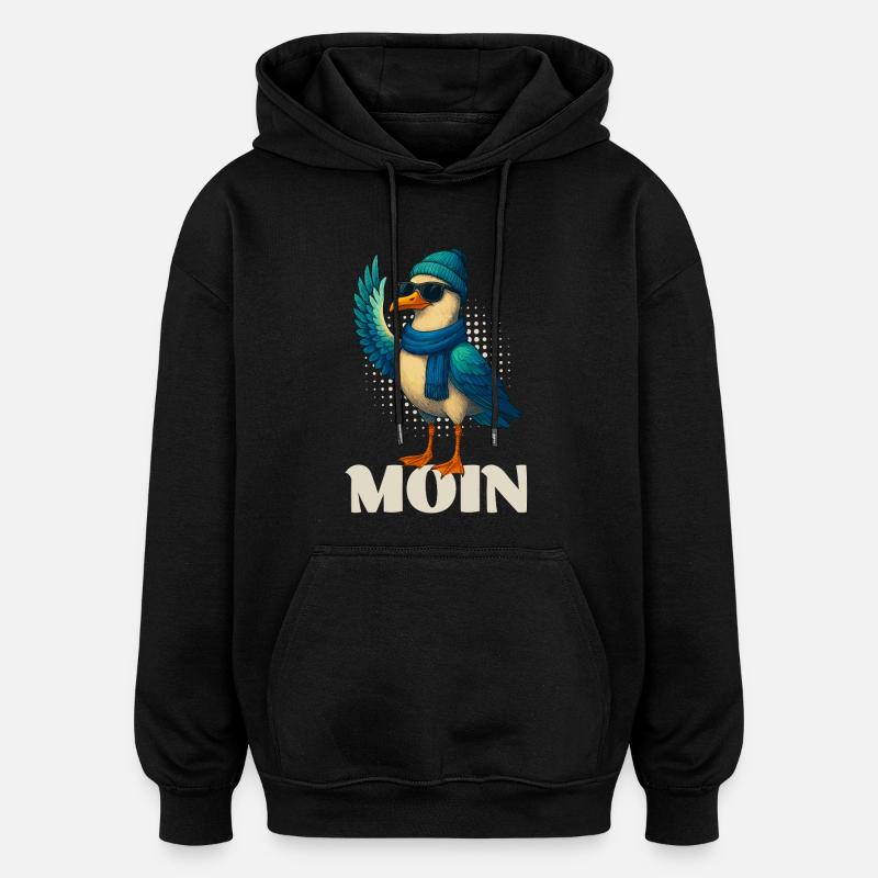 Coole Möwe - Moin - Oversized Unisex Hoodie - Schwarz