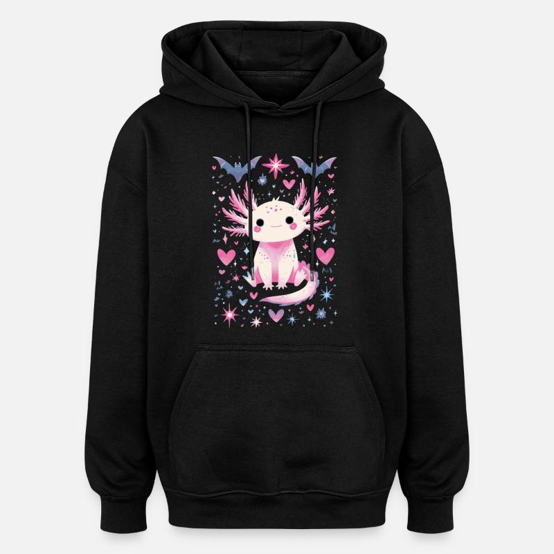 Mignon axolotl pastel goth fans, - Sweat à capuche oversize unisexe - noir