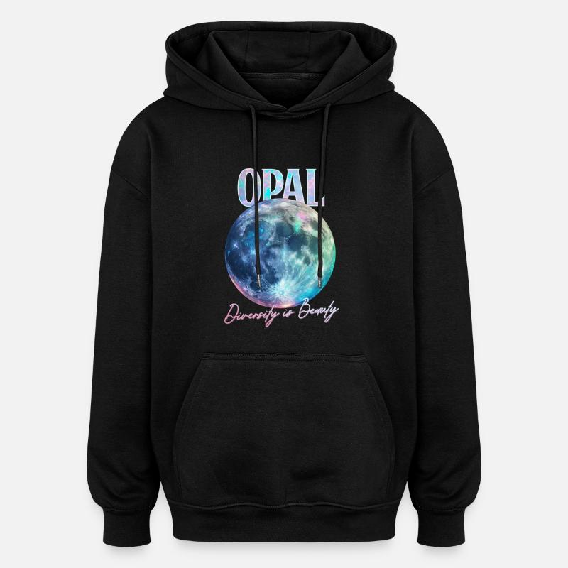 Pierre de naissance Opale d’Octobre - Sweat à capuche oversize unisexe - noir