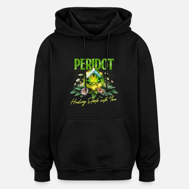 Pierre de naissance Péridot d’Août - Sweat à capuche oversize unisexe - noir