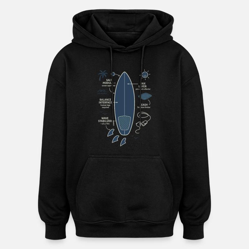 Plan de planche de surf - Sweat à capuche oversize unisexe - noir
