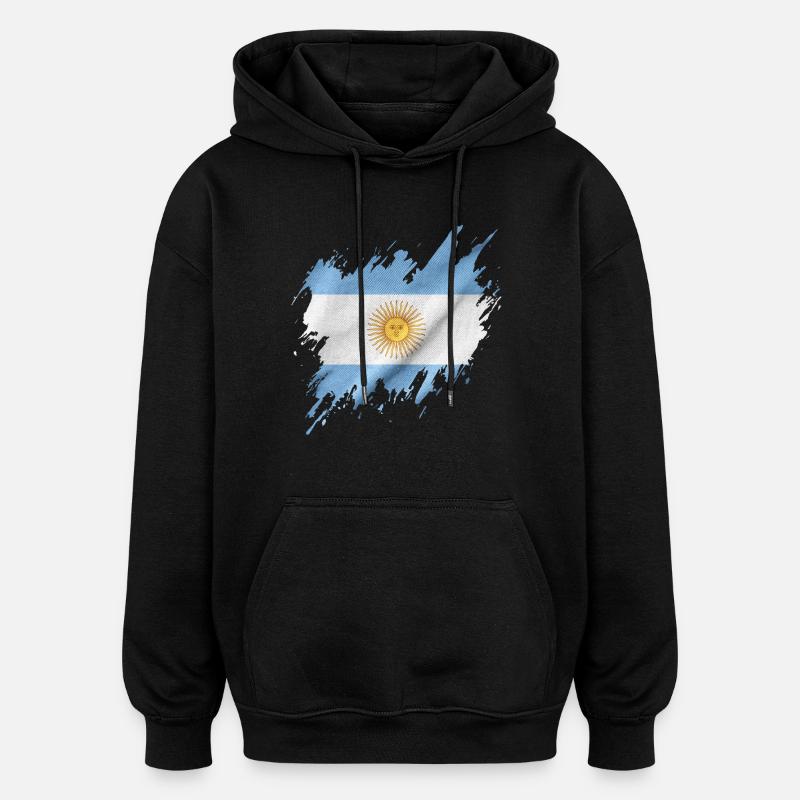 Drapeau de l’Argentine, style déchiré - Sweat à capuche oversize unisexe - noir
