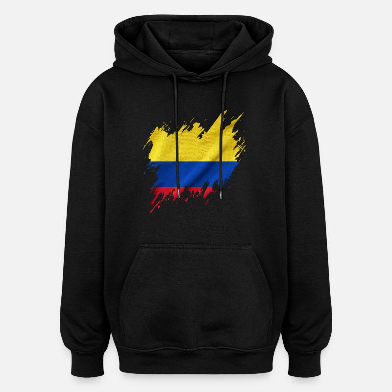 Drapeau de la Colombie, style déchiré - Sweat à capuche oversize unisexe - noir